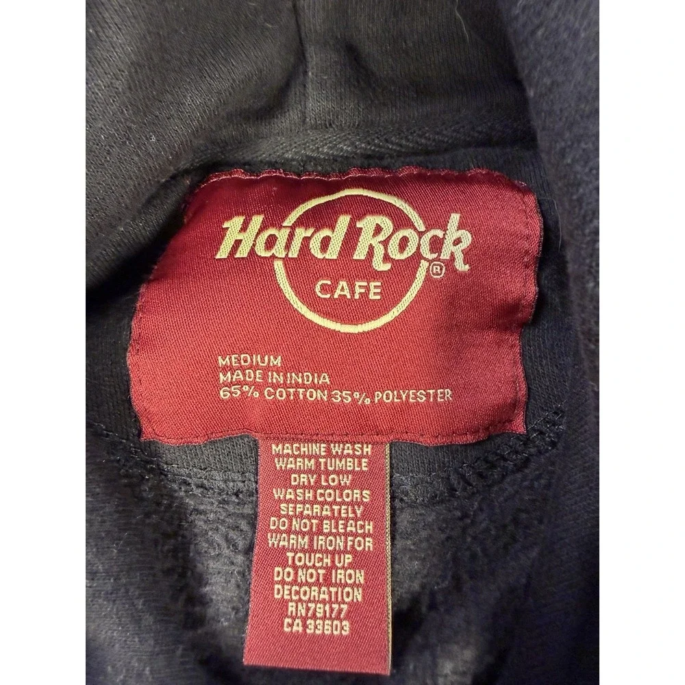 Hard Rock Cafe Orlando Hoodie Mens Medium Black Graphic Pullover Sweatshirt - Picture 4 of 7